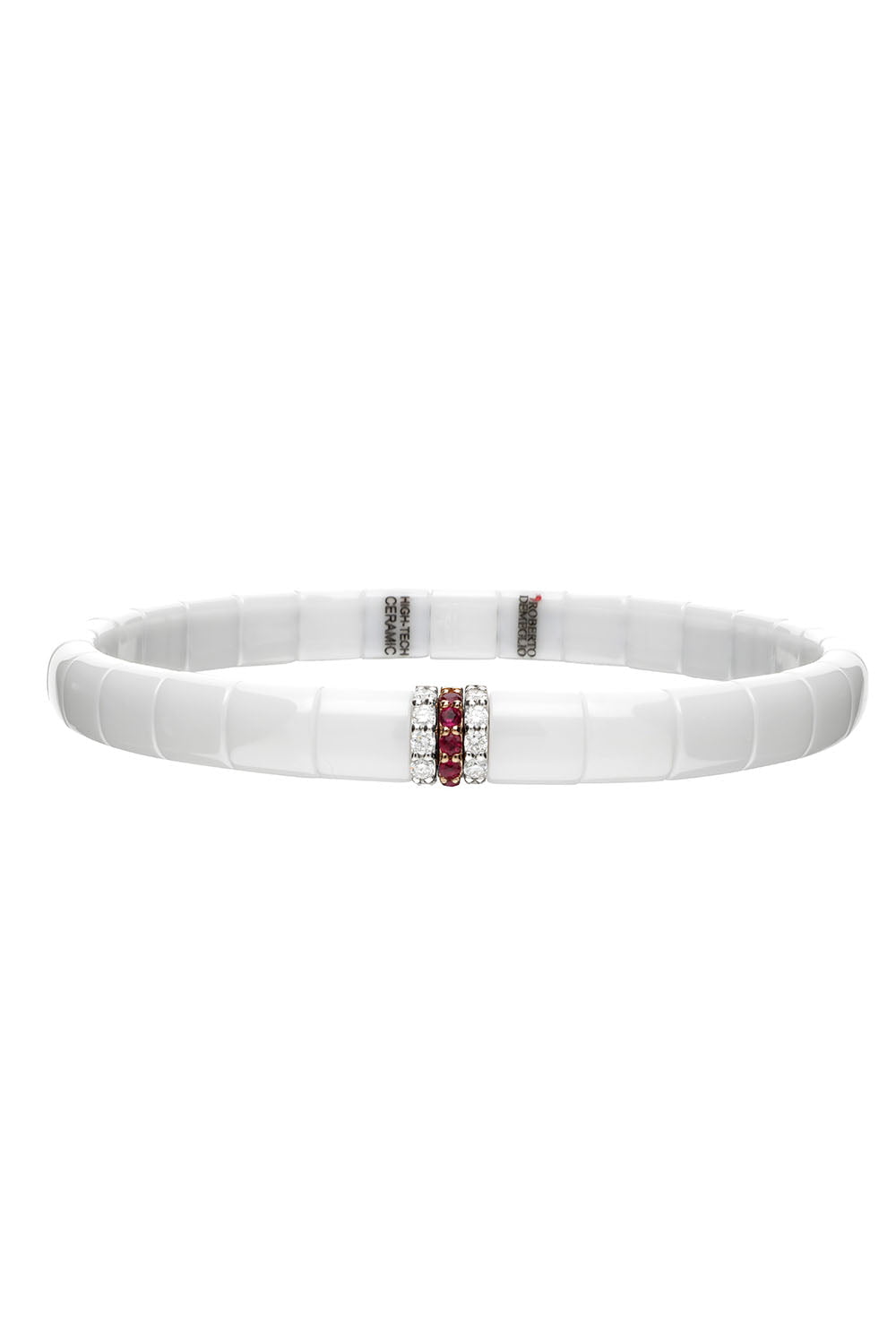 ROBERTO DEMEGLIO-White Ceramic Ruby Pura Bracelet-WHITE GOLD