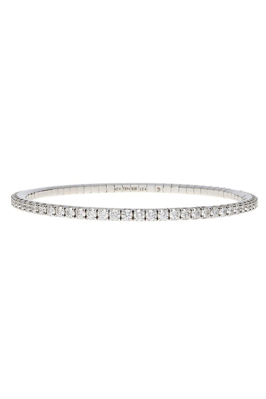 White Diamond Stretch Extensible Tennis Bracelet-WHITE GOLD-JEWELRYFINE JEWELBRACELET O-ROBERTO DEMEGLIO