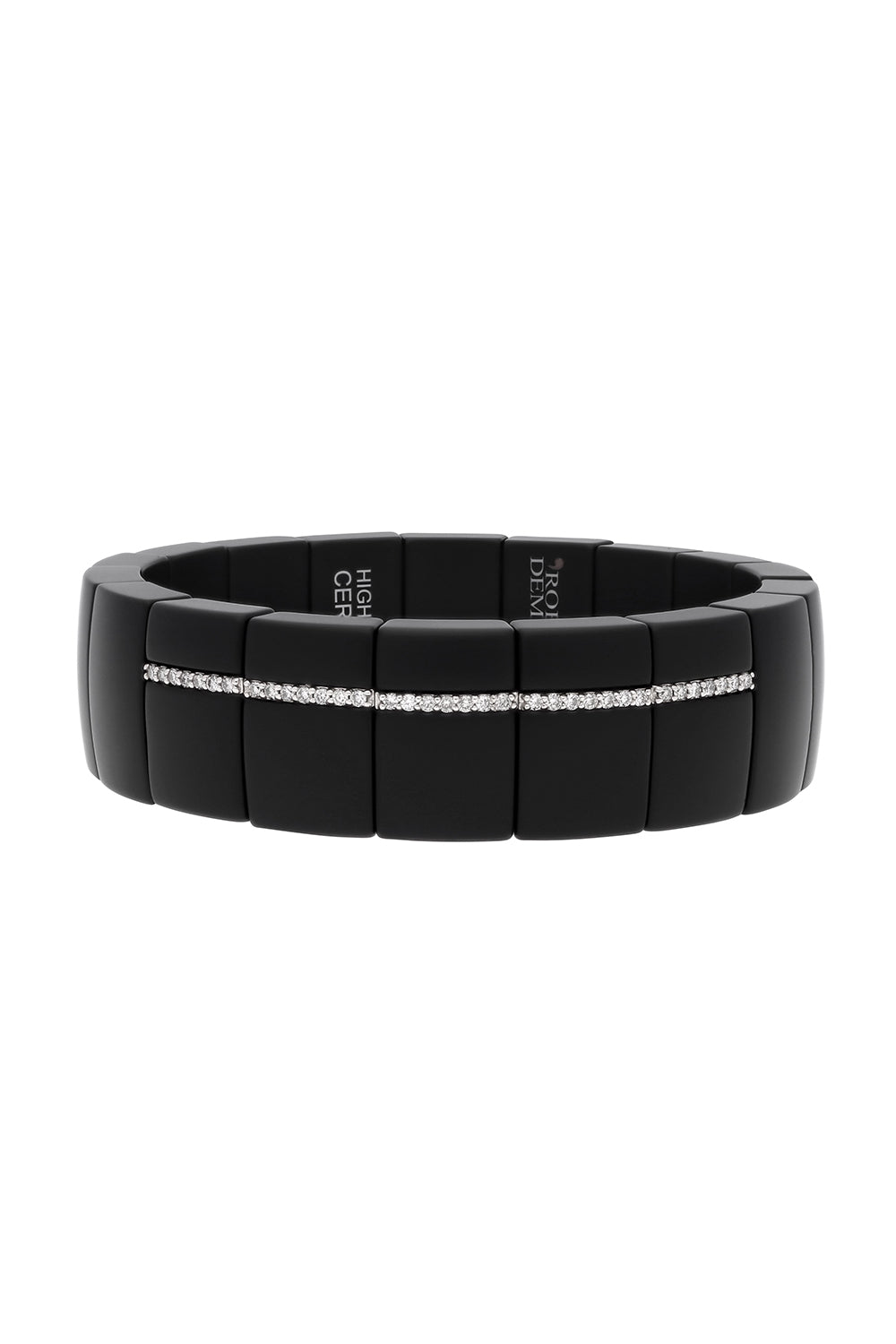 Wide Matte Black Domino Luce Bracelet-WHITE GOLD-JEWELRYFINE JEWELBRACELET O-ROBERTO DEMEGLIO