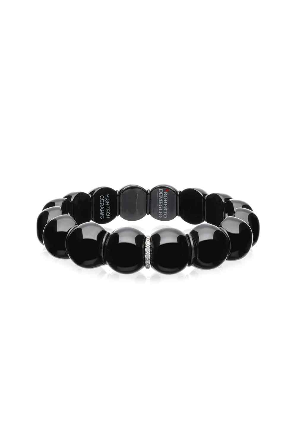 Diamodn Bar Black Dama Bracelet-WHTGOL-JEWELRYFINE JEWELBRACELET O-ROBERTO DEMEGLIO