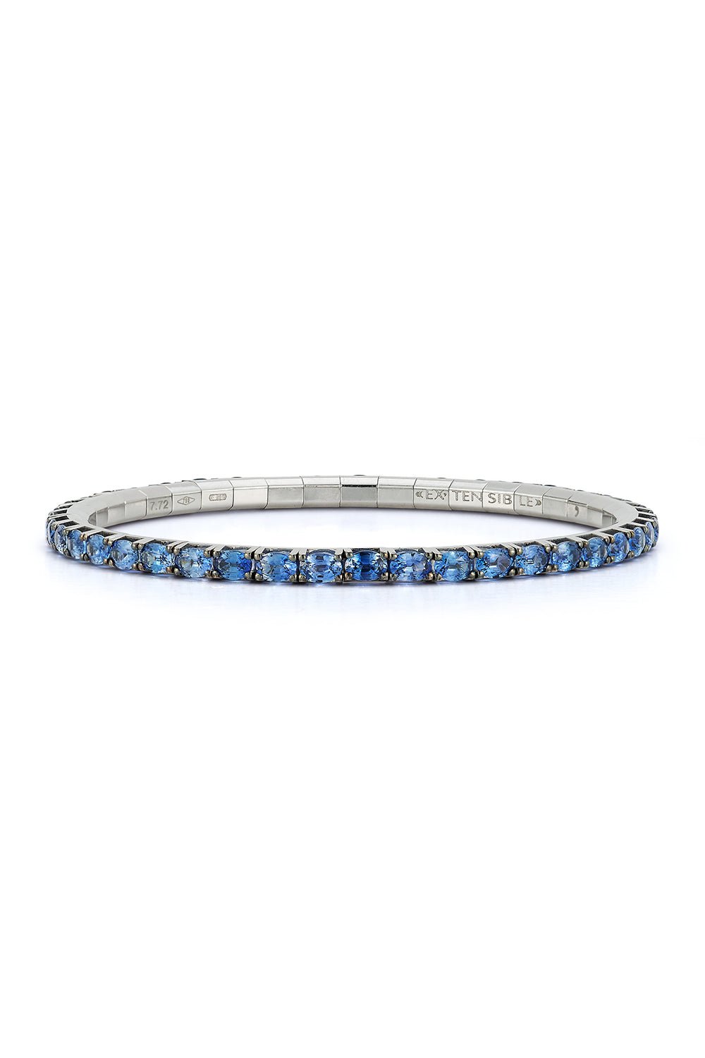 ROBERTO DEMEGLIO-Extensible Oval Blue Sapphire Stretch Tennis Bracelet-WHITE GOLD