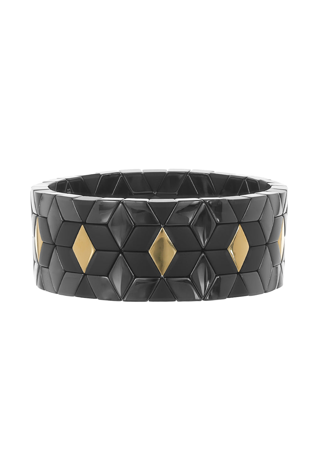 Alternating Gold Section Cube Stretch Bracelet-YELLOW GOLD-JEWELRYFINE JEWELBRACELET O-ROBERTO DEMEGLIO