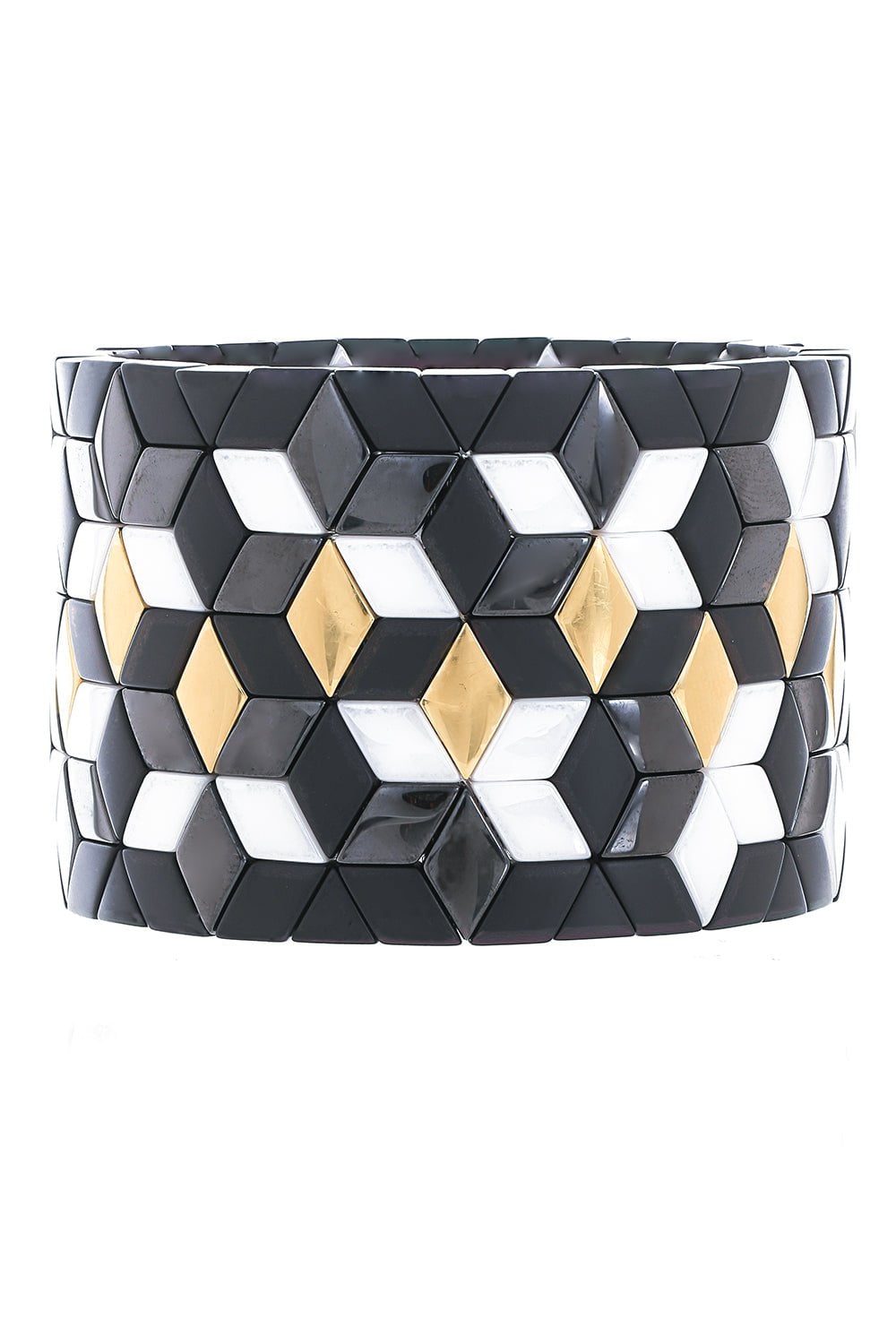 ROBERTO DEMEGLIO-Cube Stretch Ceramic Bracelet - Yellow Gold-YELLOW GOLD