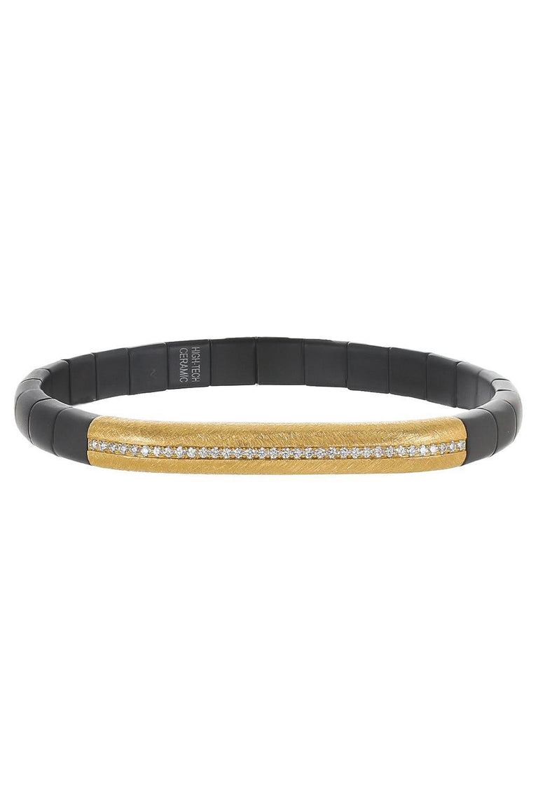 Diamond Bar Black Satin Ceramic Bracelet