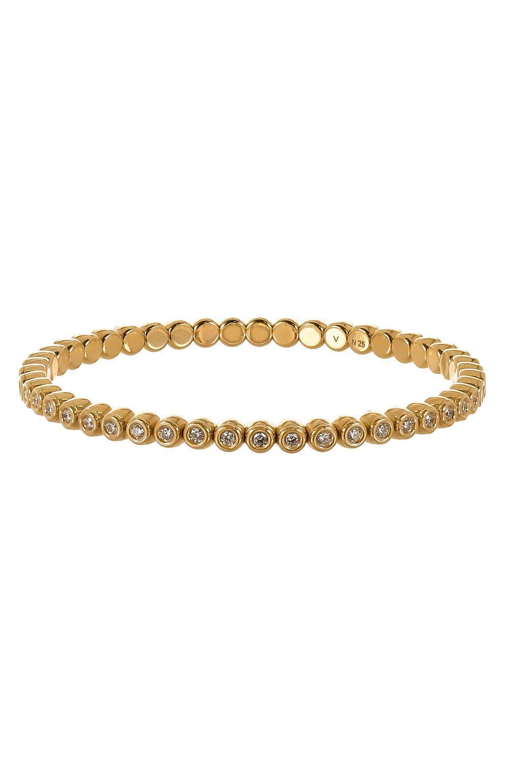 Diamond Bezel Extensible Stretch Bracelet - Yellow Gold-YELLOW GOLD-JEWELRYFINE JEWELBRACELET O-ROBERTO DEMEGLIO
