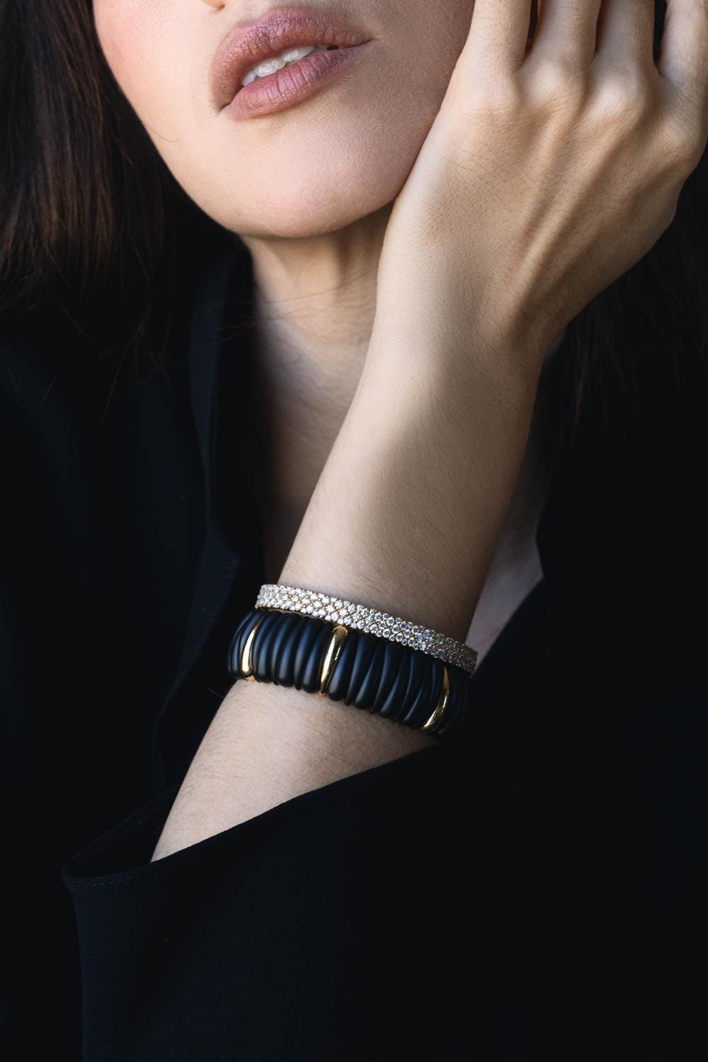 Diamond Cashmere Bracelet-YELLOW GOLD-JEWELRYFINE JEWELBRACELET O-ROBERTO DEMEGLIO