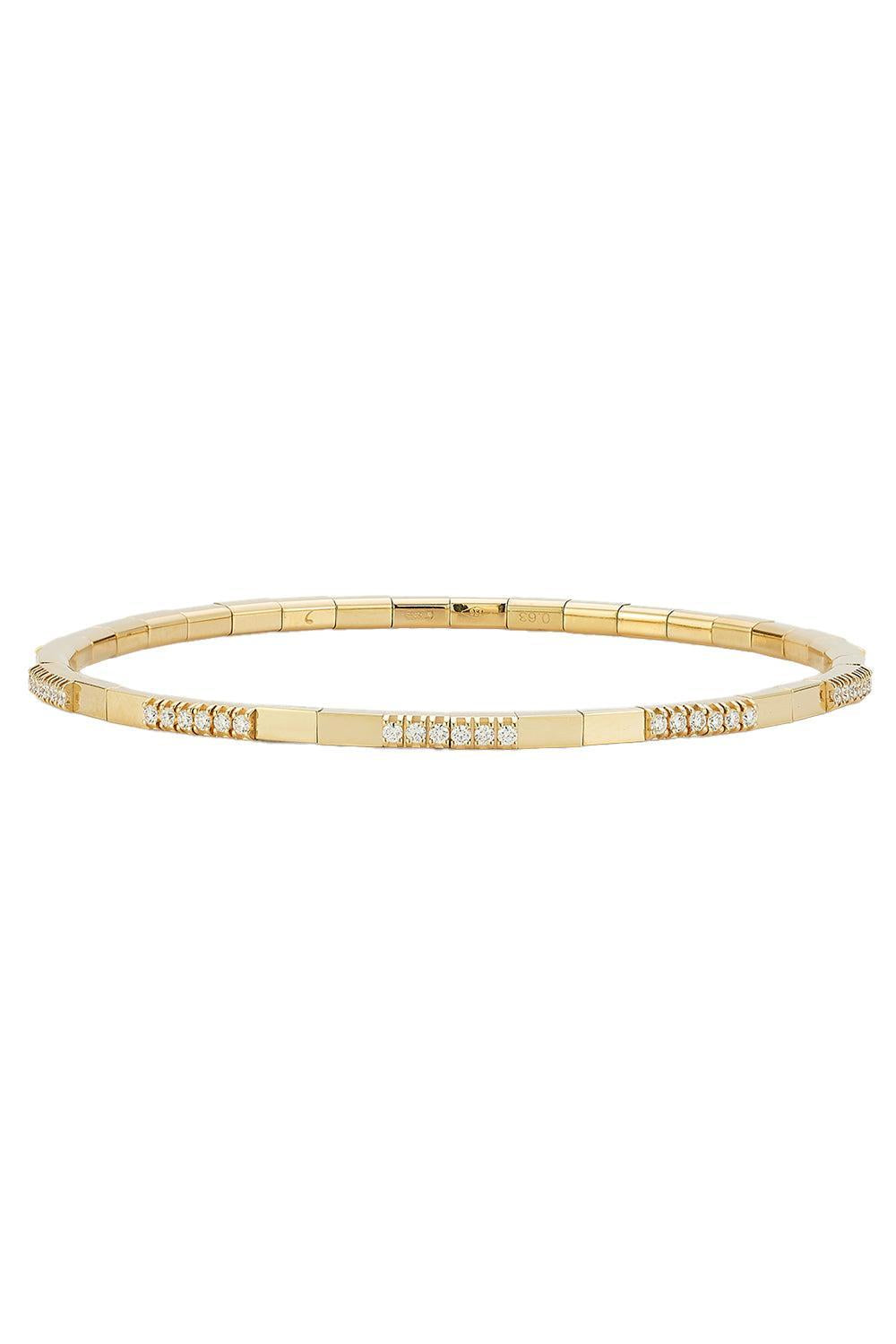Diamond Two Alternating Extensible Stretch Bracelet-YELLOW GOLD-JEWELRYFINE JEWELBRACELET O-ROBERTO DEMEGLIO