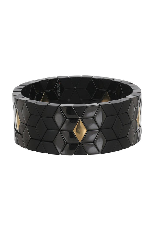 Five Station Black Cube Bracelet-YELLOW GOLD-JEWELRYFINE JEWELBRACELET O-ROBERTO DEMEGLIO