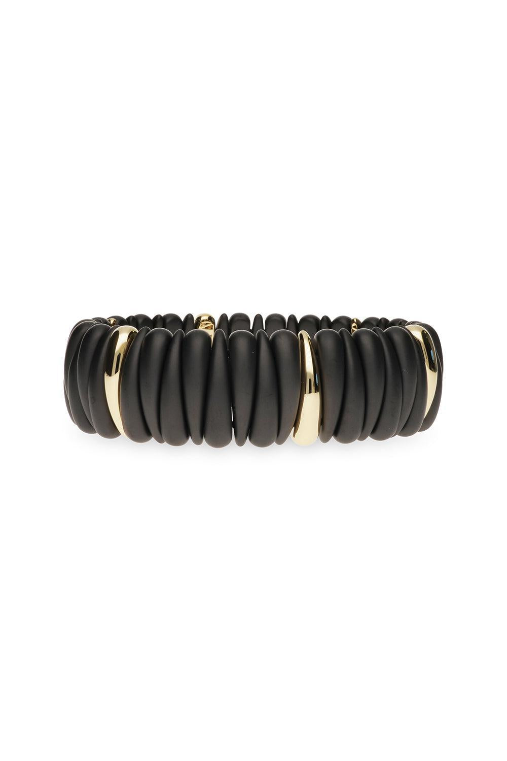 Matte Black Gold Station Artiglio Stretch Bracelet-YELLOW GOLD-JEWELRYFINE JEWELBRACELET O-ROBERTO DEMEGLIO