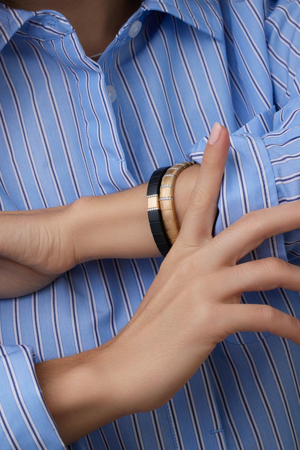 Matte Gold Diamond Pura Bracelet-YELLOW GOLD-JEWELRYFINE JEWELBRACELET O-ROBERTO DEMEGLIO