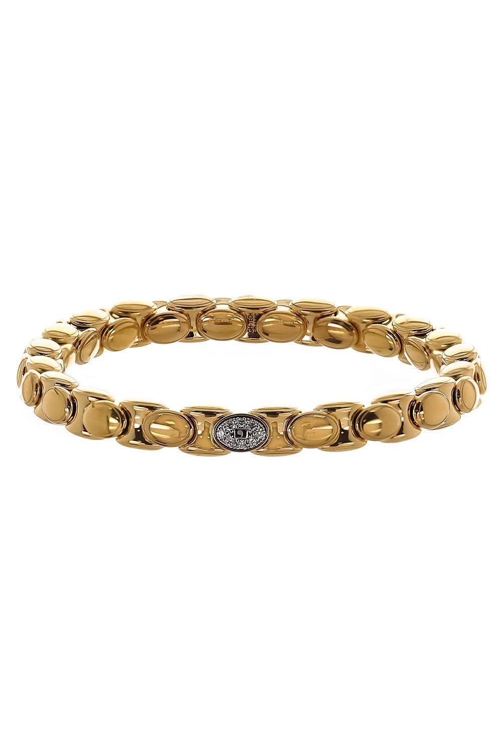 One Diamond Station Plated Anaconda Stretch Bracelet-YELLOW GOLD-JEWELRYFINE JEWELBRACELET O-ROBERTO DEMEGLIO