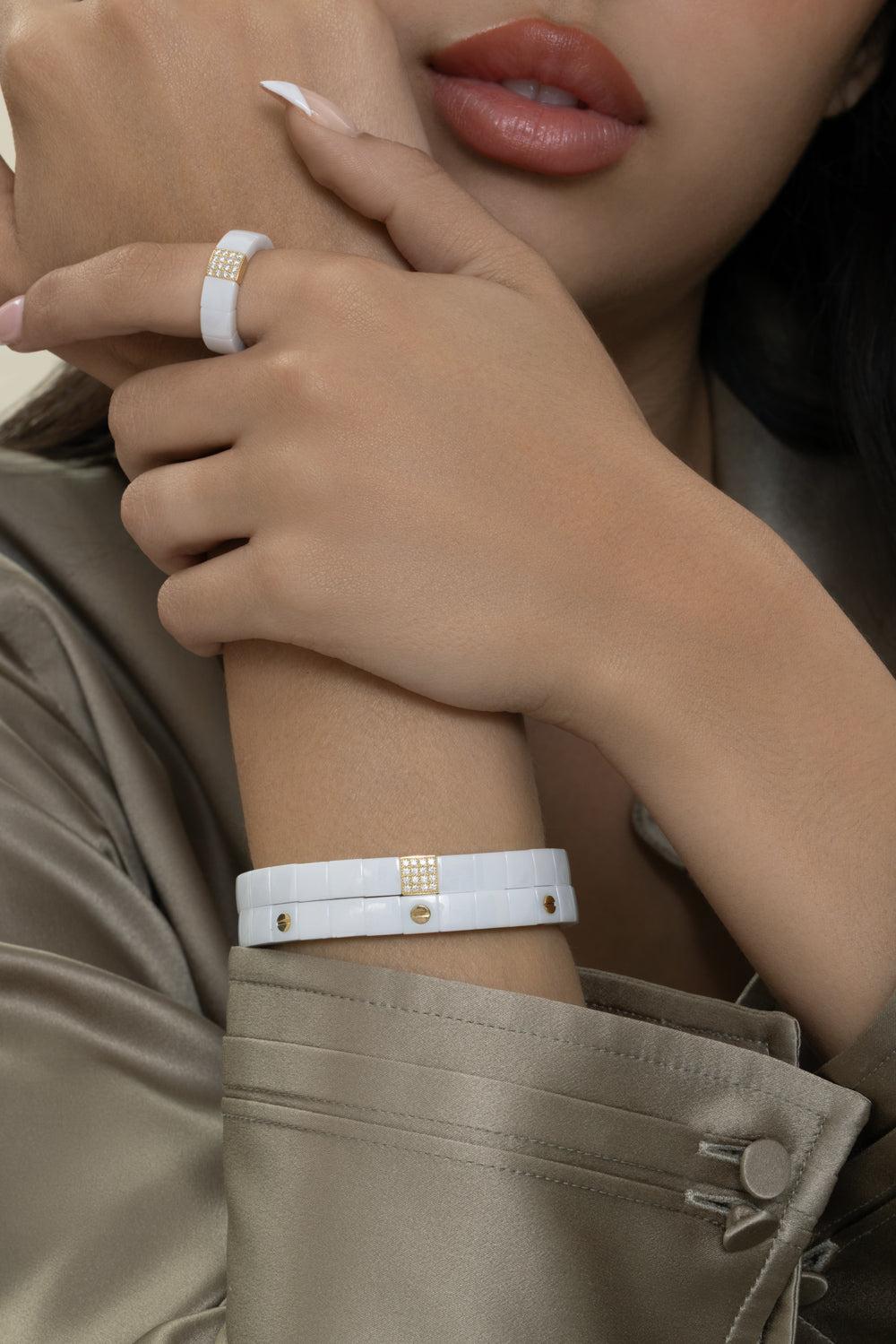 Seven Screw White Scacco Vite Bracelet-YELLOW GOLD-JEWELRYFINE JEWELBRACELET O-ROBERTO DEMEGLIO