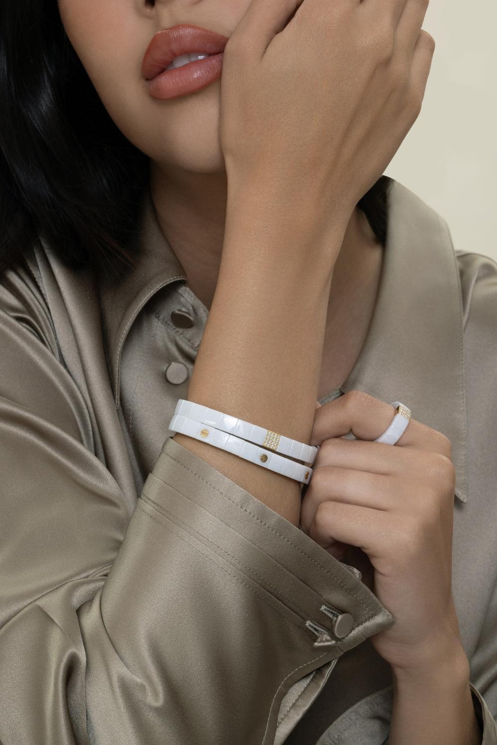 Seven Screw White Scacco Vite Bracelet-YELLOW GOLD-JEWELRYFINE JEWELBRACELET O-ROBERTO DEMEGLIO