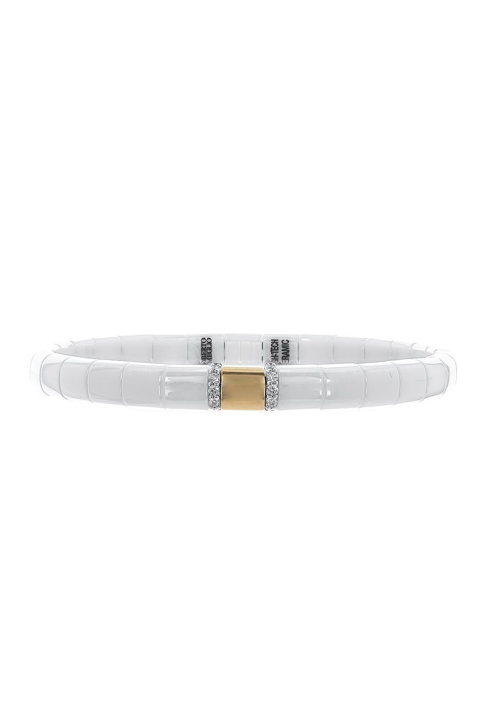 ROBERTO DEMEGLIO-White Ceramic Section Pura Bracelet-YELLOW GOLD