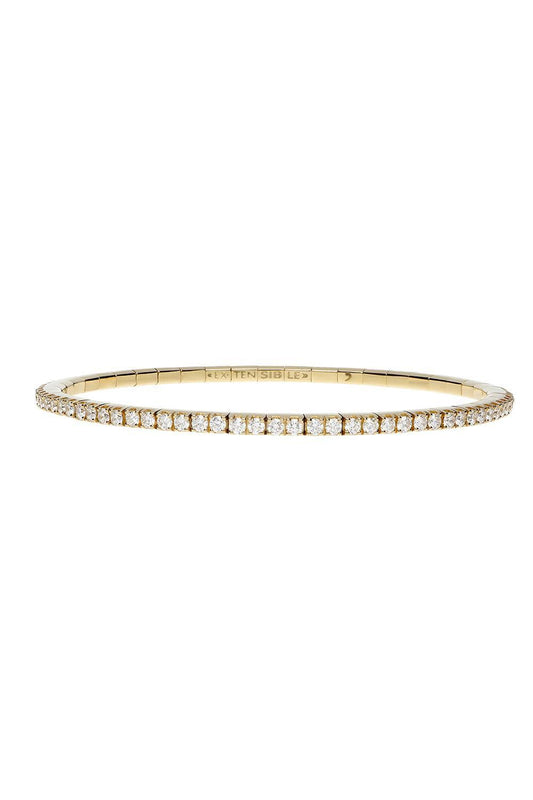 White Diamond Stretch Extensible Tennis Bracelet-YELLOW GOLD-JEWELRYFINE JEWELBRACELET O-ROBERTO DEMEGLIO