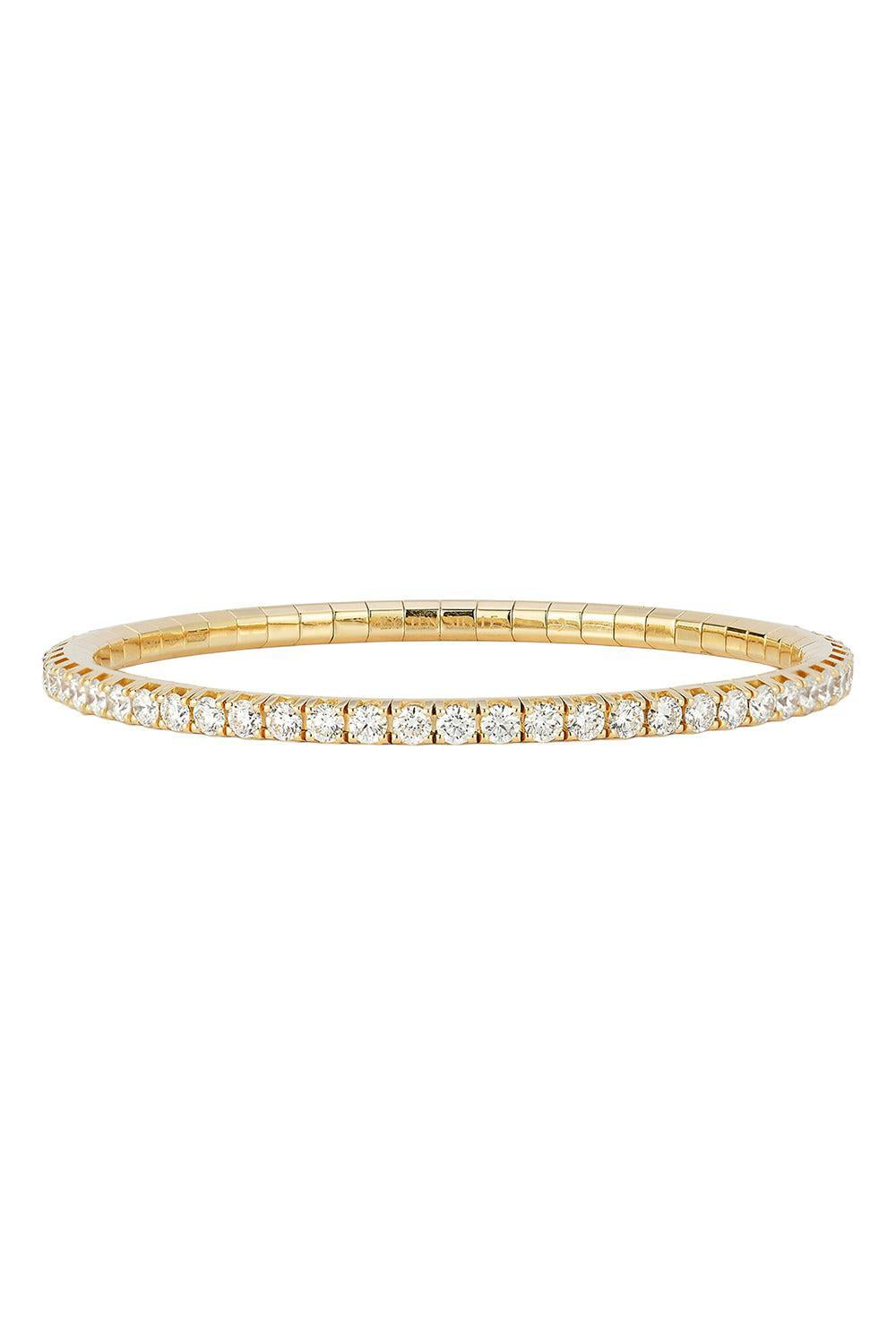 White Diamond Stretch Extensible Tennis Bracelet-YELLOW GOLD-JEWELRYFINE JEWELBRACELET O-ROBERTO DEMEGLIO