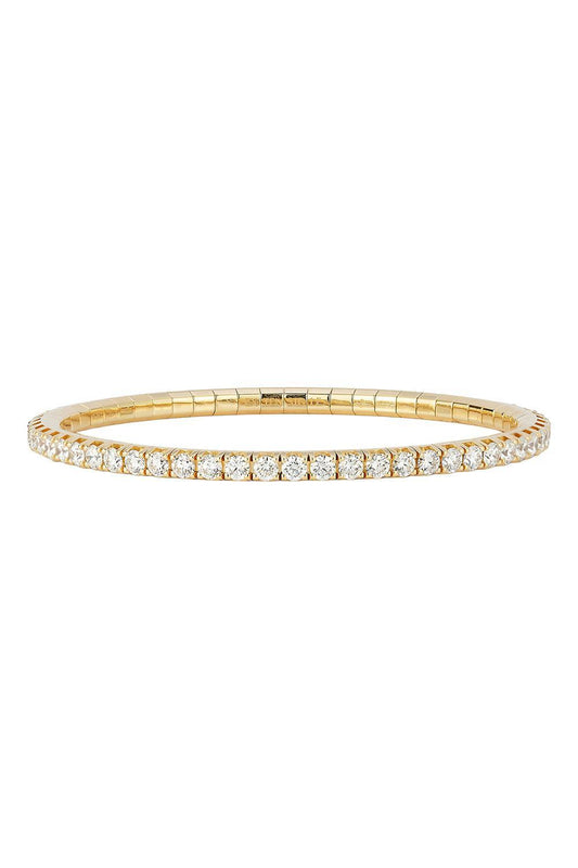 White Diamond Stretch Extensible Tennis Bracelet-YELLOW GOLD-JEWELRYFINE JEWELBRACELET O-ROBERTO DEMEGLIO
