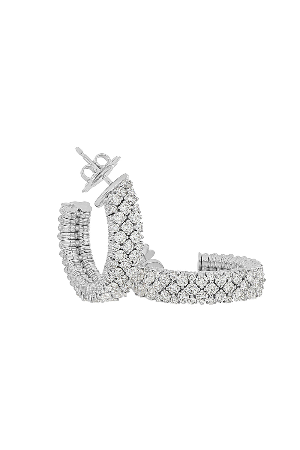  Diamond Half Cashmere Hoop Earrings-WHITE GOLD-JEWELRYFINE JEWELEARRING-ROBERTO DEMEGLIO 