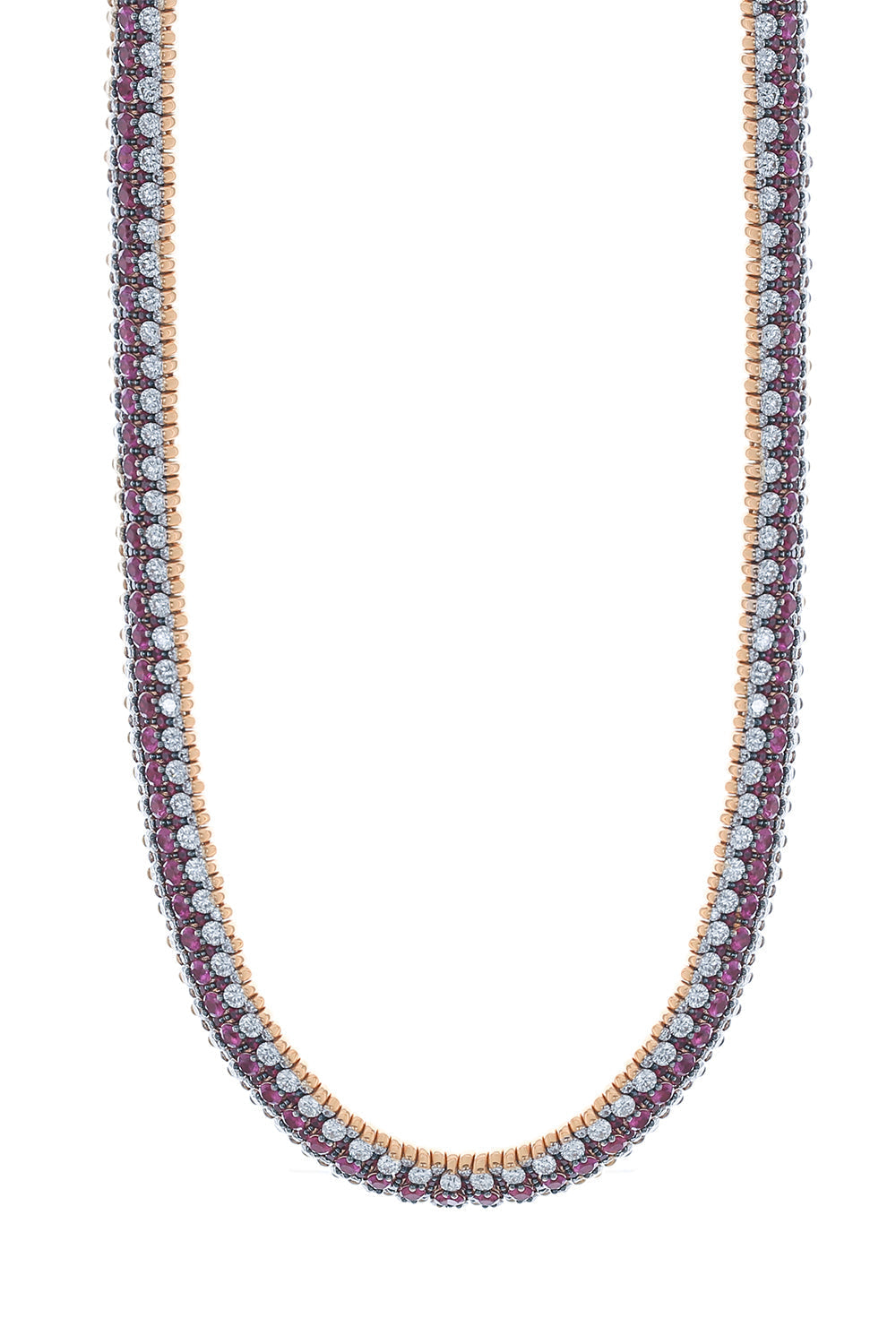 Diamond Ruby Giotto Necklace-ROSE GOLD-JEWELRYFINE JEWELNECKLACE O-ROBERTO DEMEGLIO