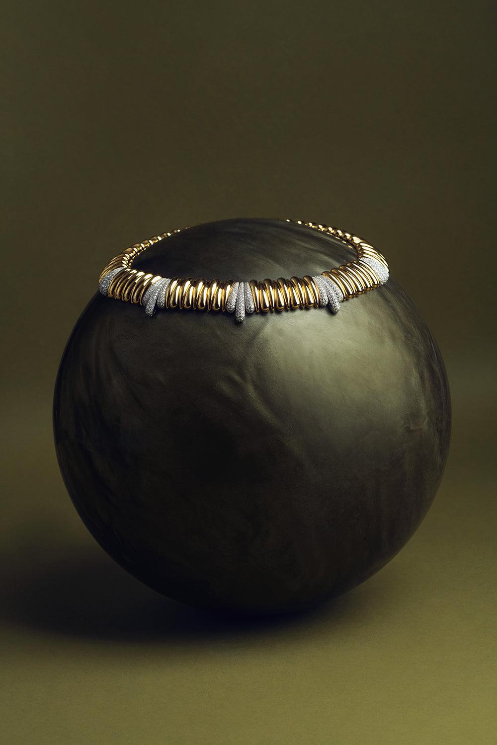 Two Tone Diamond Collar Necklace-YELLOW GOLD-JEWELRYFINE JEWELNECKLACE O-ROBERTO DEMEGLIO