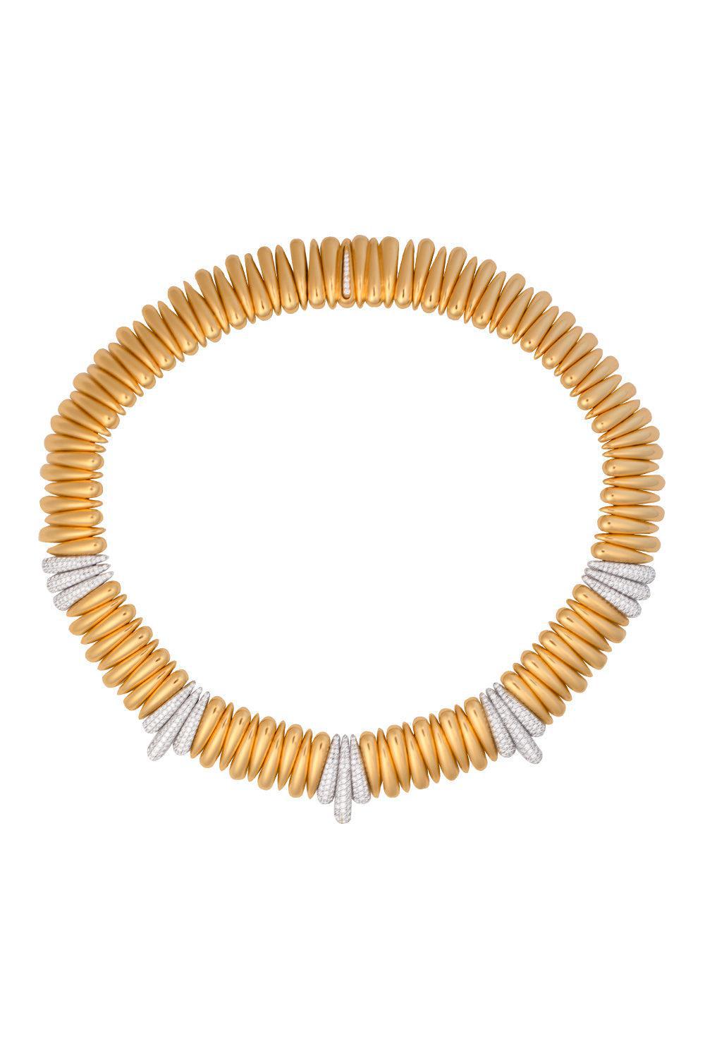 Two Tone Diamond Collar Necklace-YELLOW GOLD-JEWELRYFINE JEWELNECKLACE O-ROBERTO DEMEGLIO