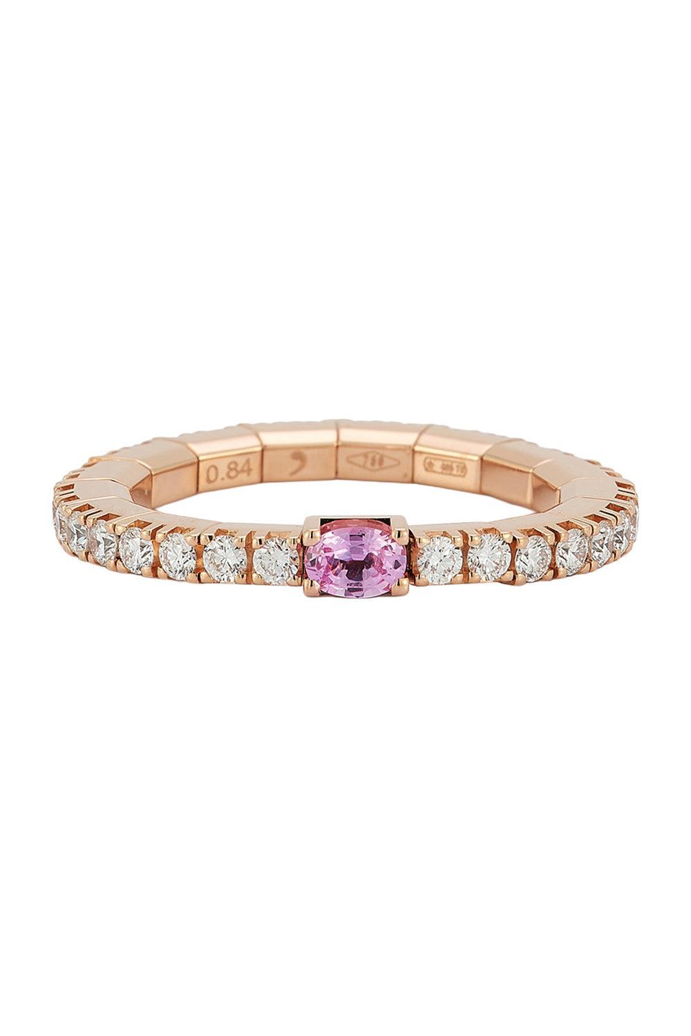 Pink Sapphire Diamond Extensible Stretch Ring-ROSE GOLD-6.25-JEWELRYFINE JEWELRING-ROBERTO DEMEGLIO