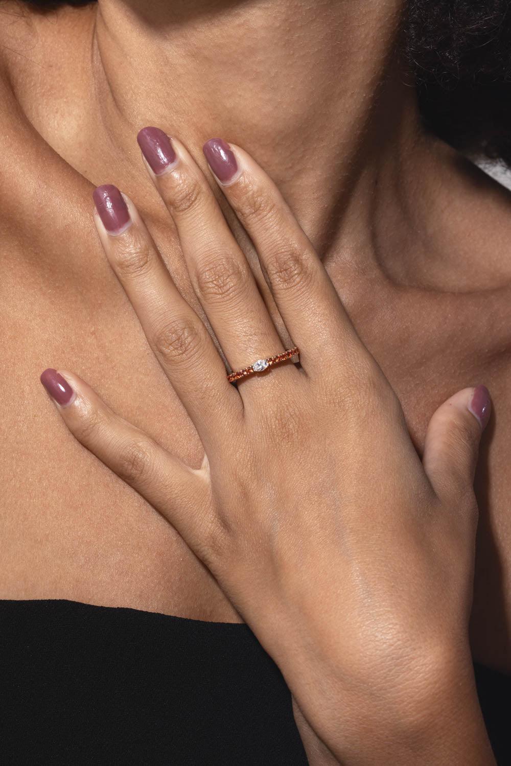 ROBERTO DEMEGLIO-Extensible Orange Sapphire Diamond Ring-ROSE GOLD