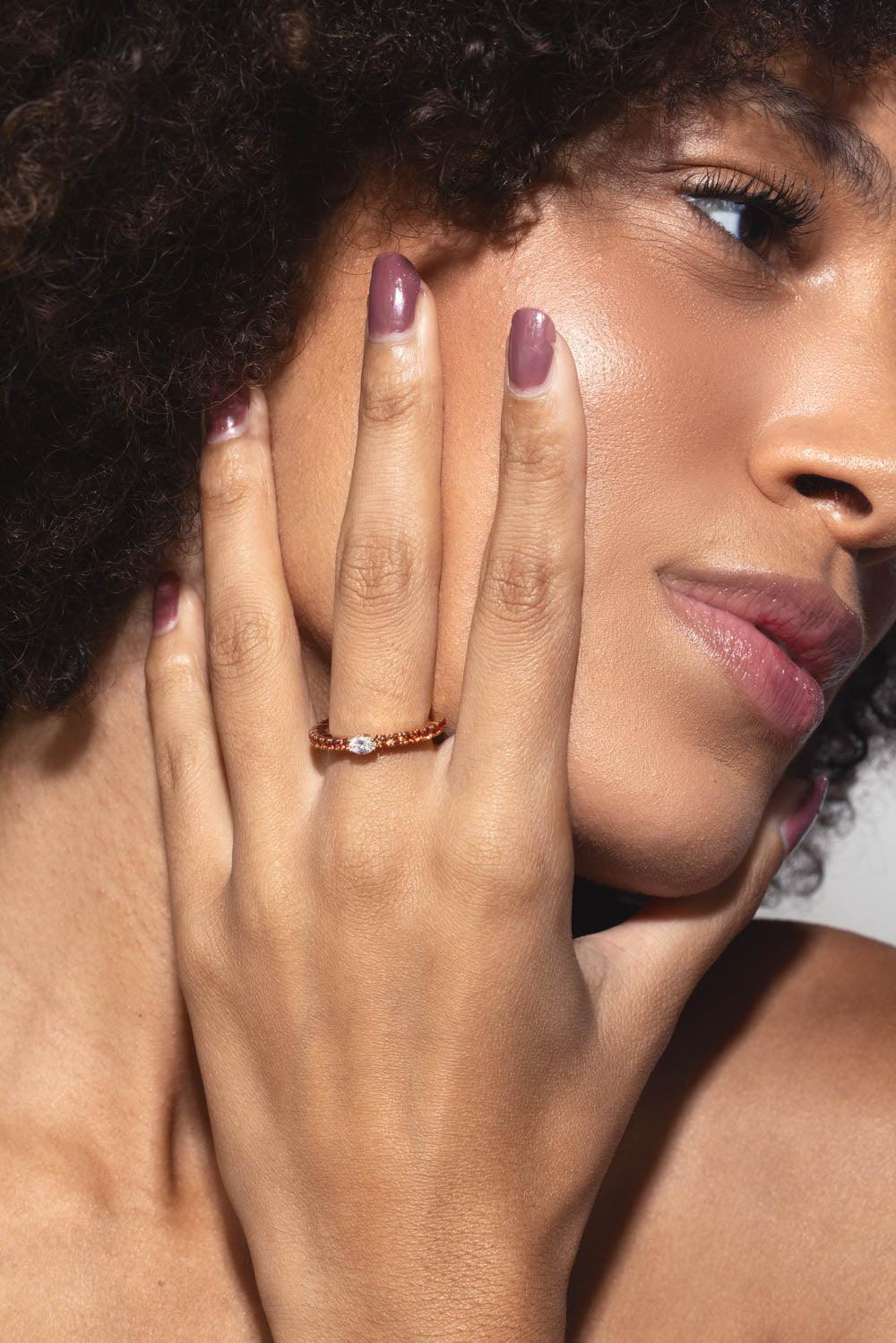 ROBERTO DEMEGLIO-Extensible Orange Sapphire Diamond Ring-ROSE GOLD