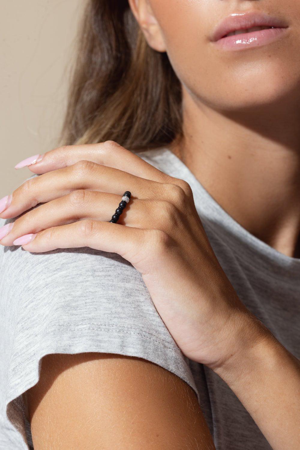 ROBERTO DEMEGLIO-Matte Black Ceramic Sfera Ring-WHITE GOLD