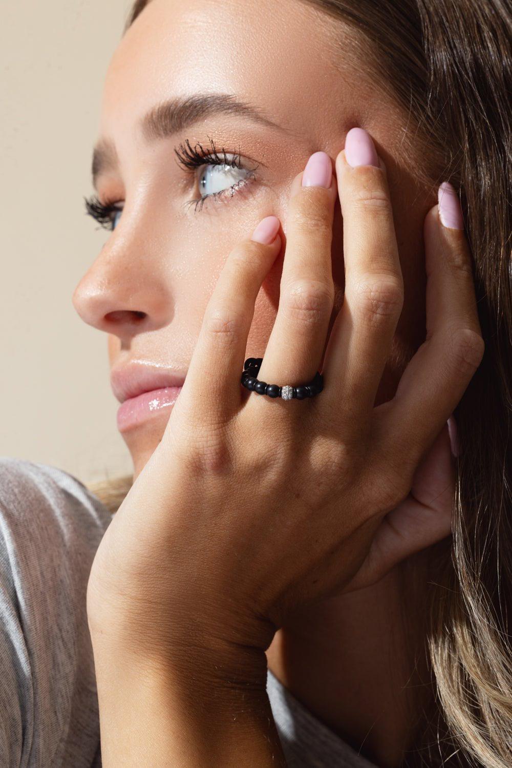 ROBERTO DEMEGLIO-Matte Black Ceramic Sfera Ring-WHITE GOLD