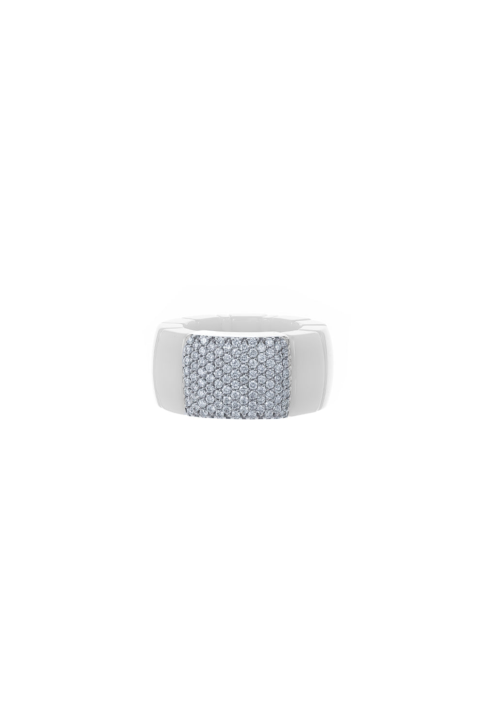 Gold Diamond Section White Ceramic Domino Ring-WHITE GOLD-5.25-JEWELRYFINE JEWELRING-ROBERTO DEMEGLIO