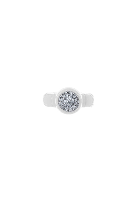 Diamond Section White Ceramic Dama Ring-WHITE GOLD-5.5-JEWELRYFINE JEWELRING-ROBERTO DEMEGLIO