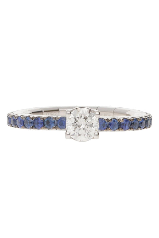Diamond Blue Sapphire Round Solitaire Ring-WHITE GOLD-6-JEWELRYFINE JEWELRING-ROBERTO DEMEGLIO