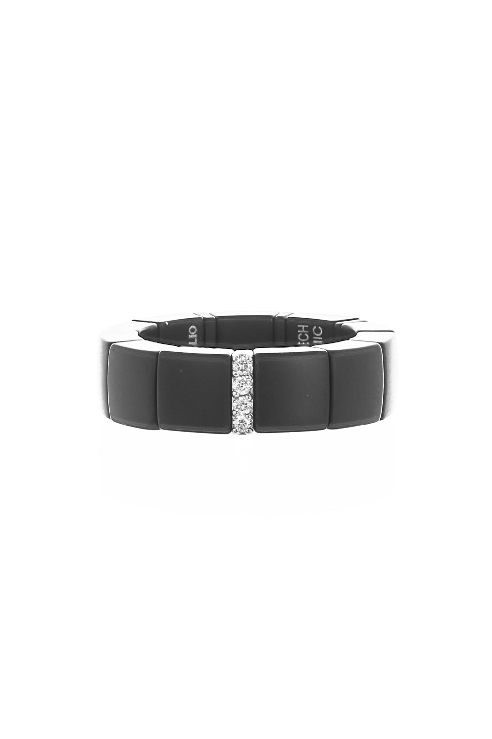 Matte Black Ceramic Diamond Scacco Ring-WHITE GOLD-6-JEWELRYFINE JEWELRING-ROBERTO DEMEGLIO