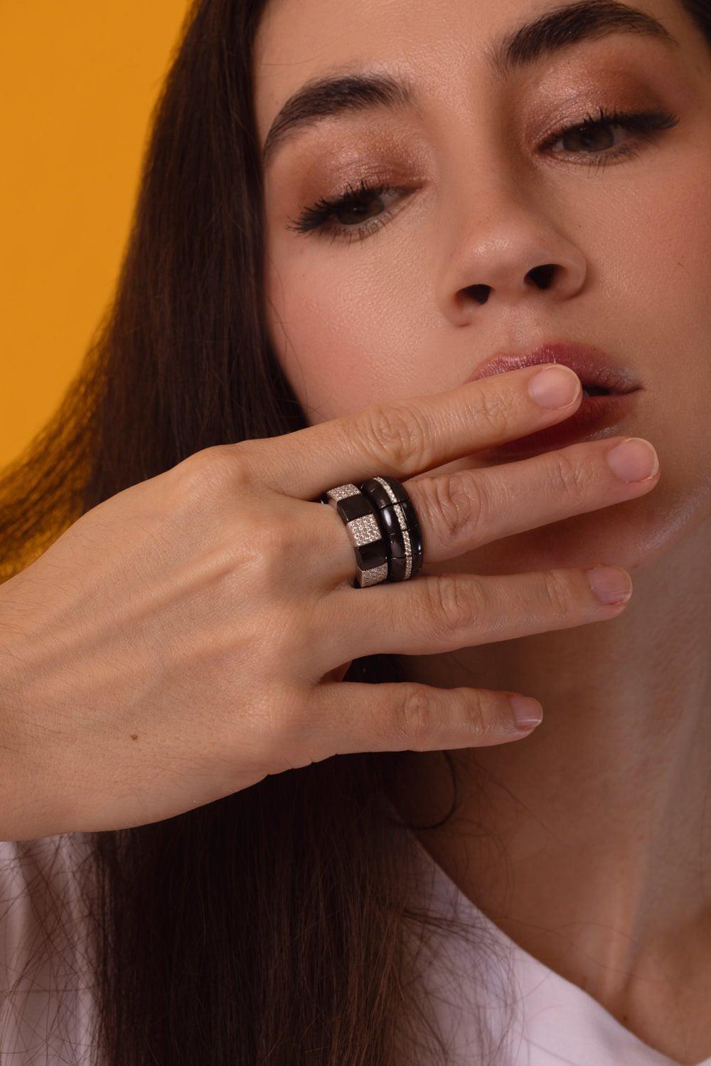 ROBERTO DEMEGLIO-Pura Black Ceramic Ring-WHITE GOLD