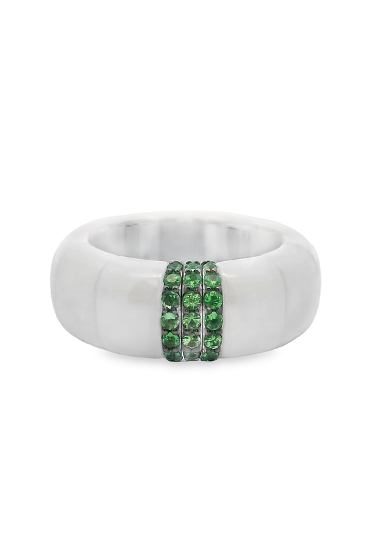 Three Tsavorite Bar Pura Ring-WHITE GOLD-6.5-JEWELRYFINE JEWELRING-ROBERTO DEMEGLIO