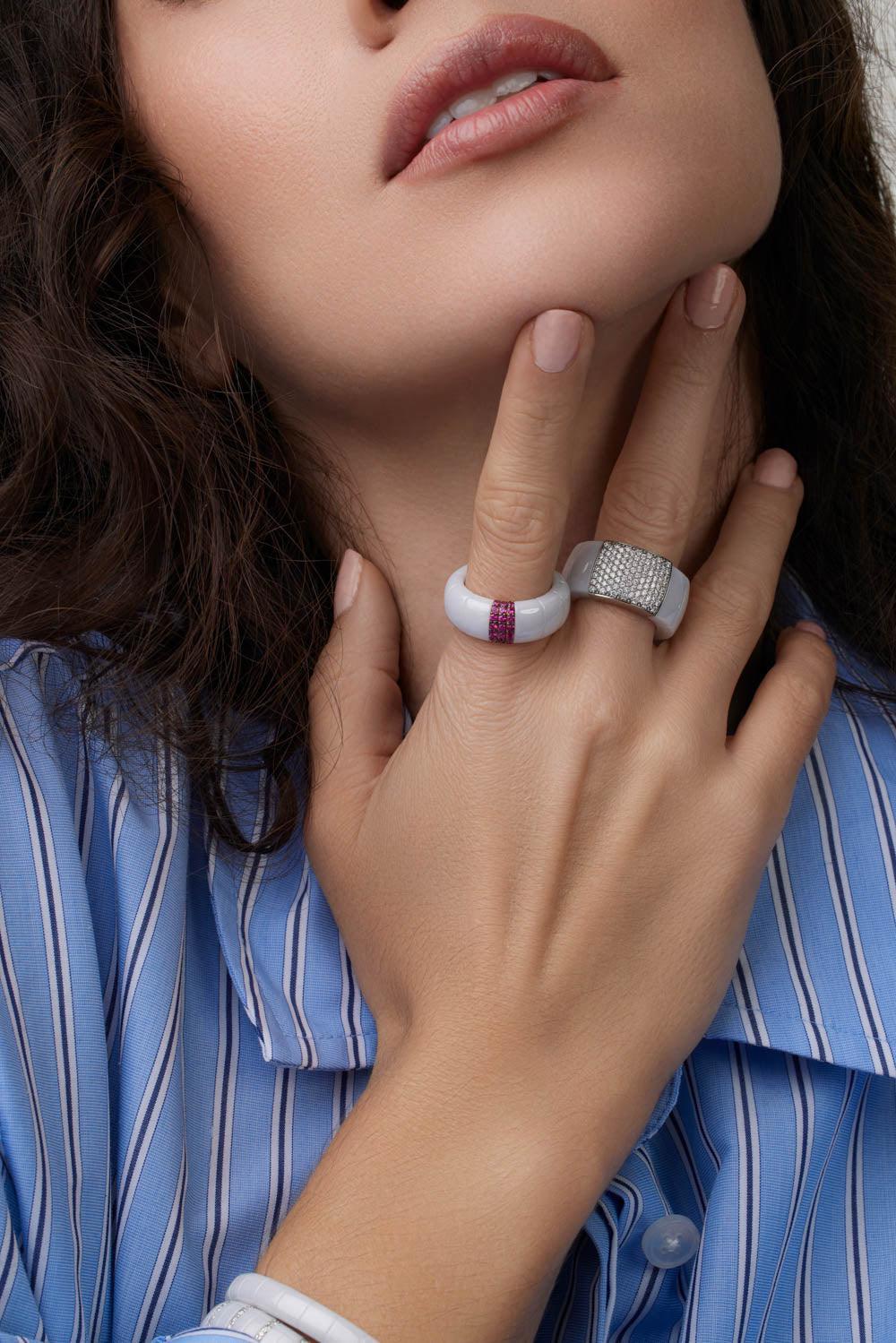 White Ceramic Ruby Pura Ring-WHITE GOLD-6.75-JEWELRYFINE JEWELRING-ROBERTO DEMEGLIO