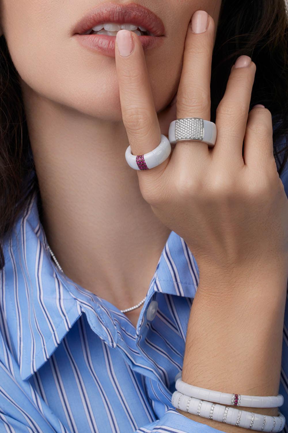 White Ceramic Ruby Pura Ring-WHITE GOLD-6.75-JEWELRYFINE JEWELRING-ROBERTO DEMEGLIO
