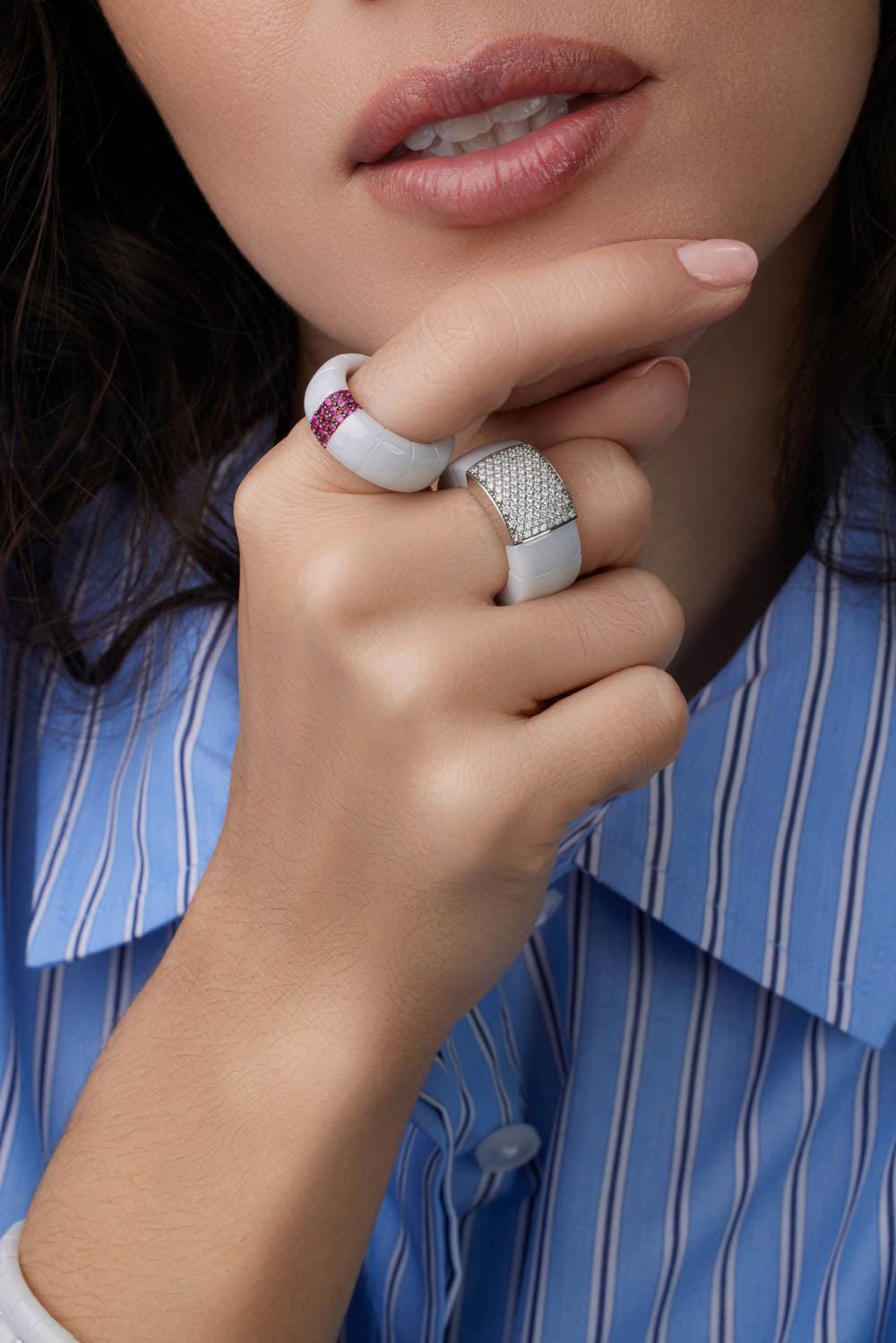 White Ceramic Ruby Pura Ring-WHITE GOLD-6.75-JEWELRYFINE JEWELRING-ROBERTO DEMEGLIO