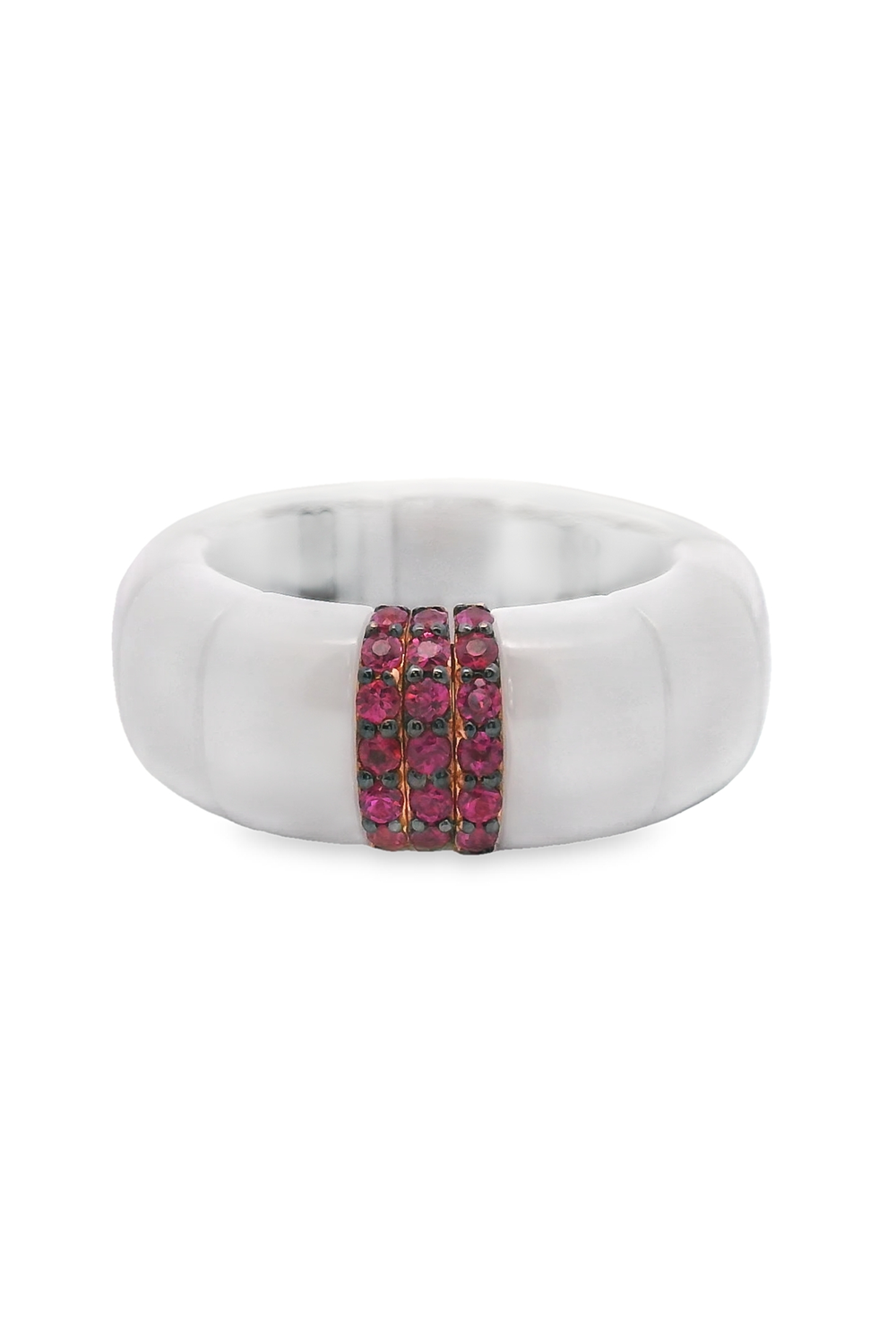 White Ceramic Ruby Pura Ring-WHITE GOLD-6.75-JEWELRYFINE JEWELRING-ROBERTO DEMEGLIO