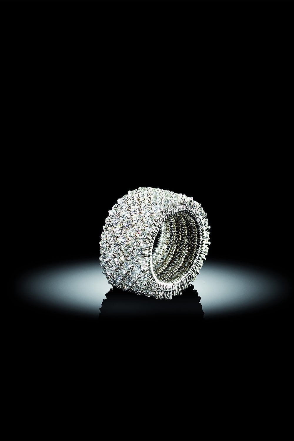 ROBERTO DEMEGLIO-4 Row Diamond Stretch Ring-WHITE GOLD