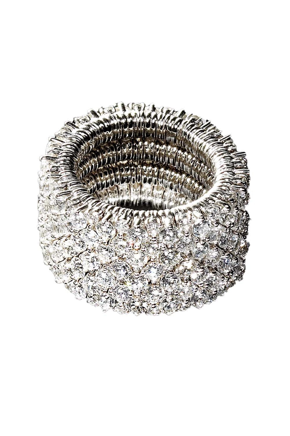 ROBERTO DEMEGLIO-4 Row Diamond Stretch Ring-WHITE GOLD