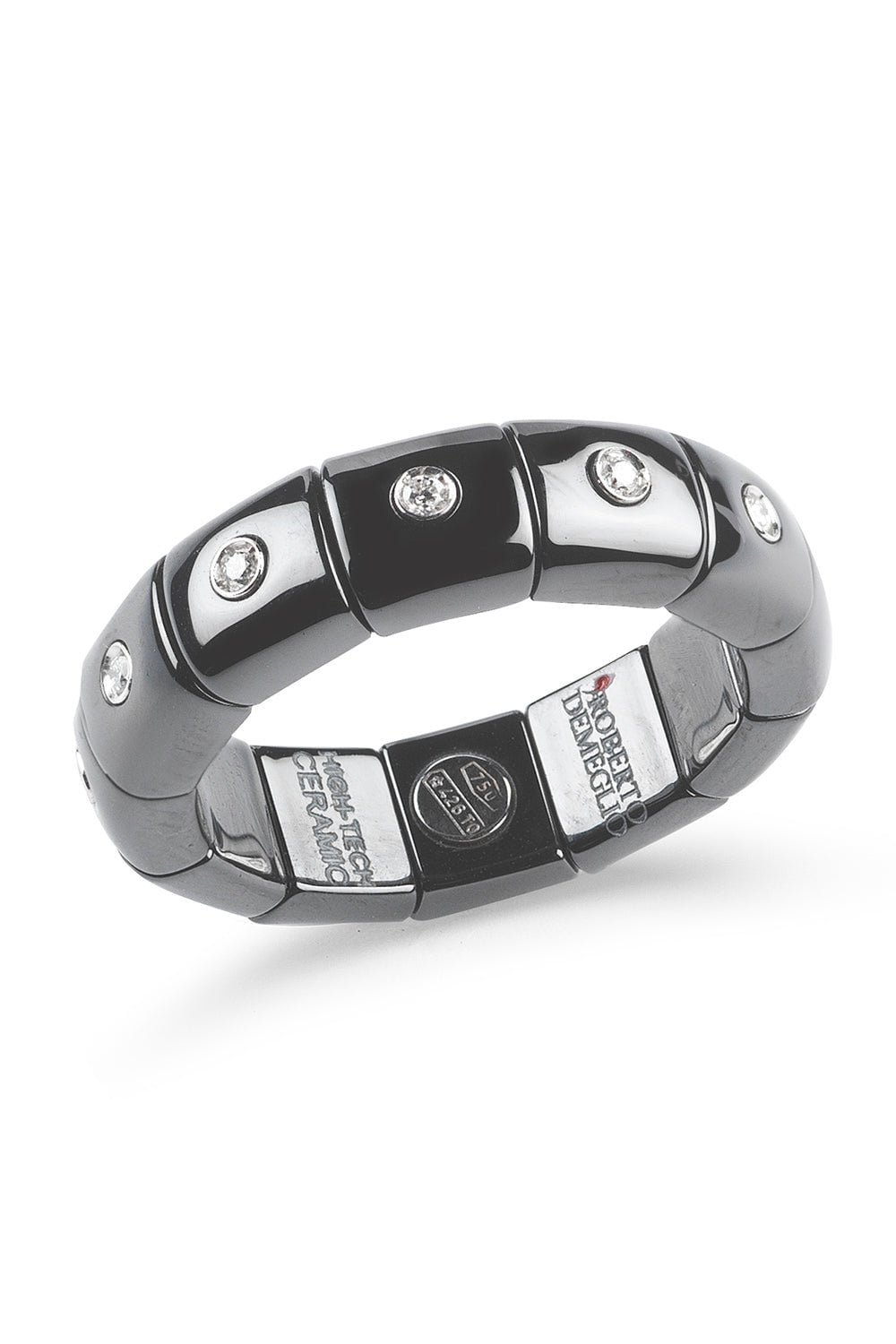 ROBERTO DEMEGLIO-Pura Black Ceramic Stertch Ring-WHITE GOLD