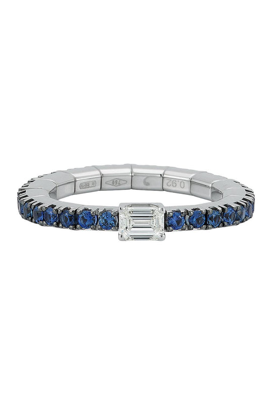 Diamond Blue Sapphire Emerald Solitaire Ring-WHITE GOLD-8-JEWELRYFINE JEWELRING-ROBERTO DEMEGLIO
