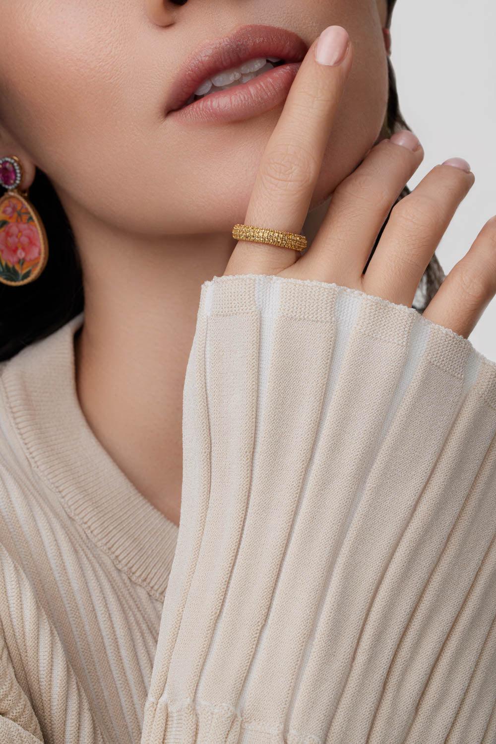 Yellow Sapphire Giotto Ring-YELLOW GOLD-5.75-JEWELRYFINE JEWELRING-ROBERTO DEMEGLIO