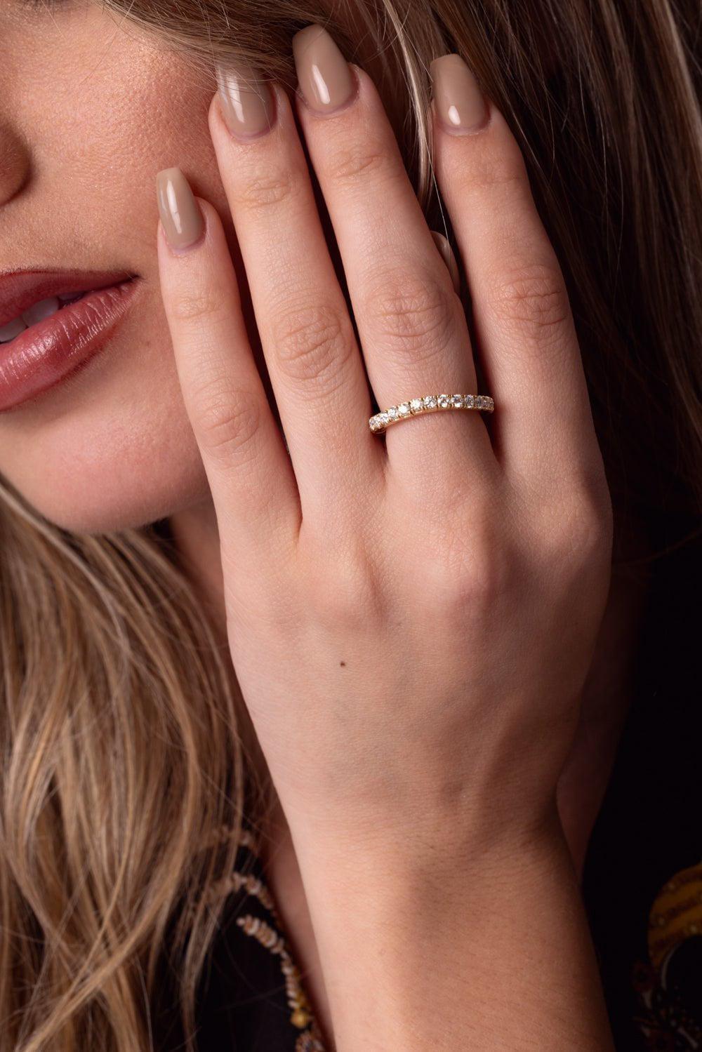 ROBERTO DEMEGLIO-Extensible Diamond Stretch Tennis Ring-YELLOW GOLD
