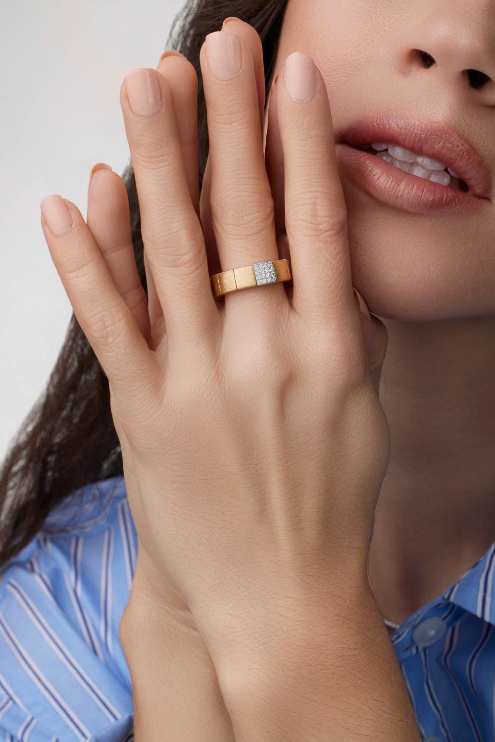 Diamond Pave Scacco Ring-YELLOW GOLD-6.25-JEWELRYFINE JEWELRING-ROBERTO DEMEGLIO