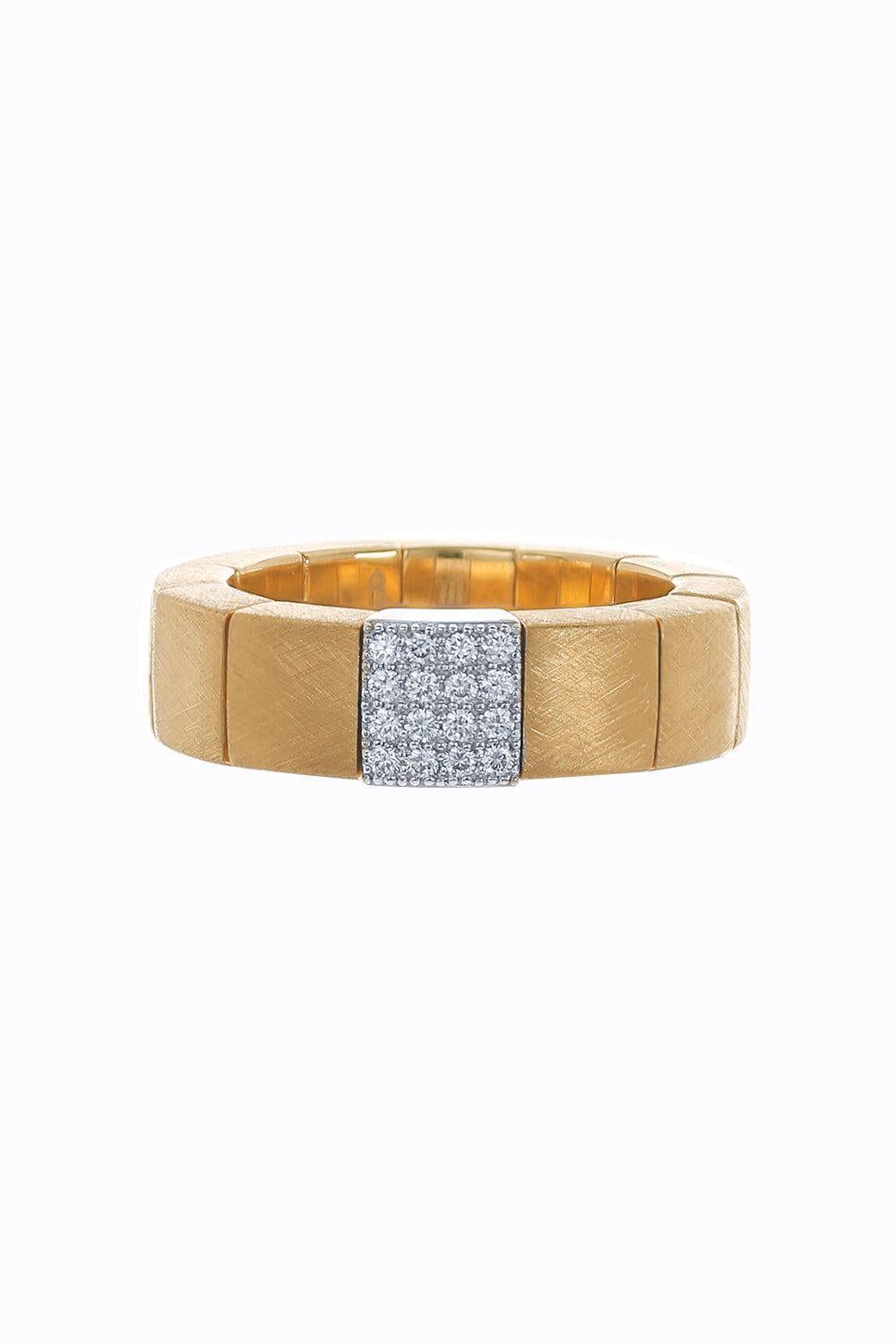 Diamond Pave Scacco Ring-YELLOW GOLD-6.25-JEWELRYFINE JEWELRING-ROBERTO DEMEGLIO