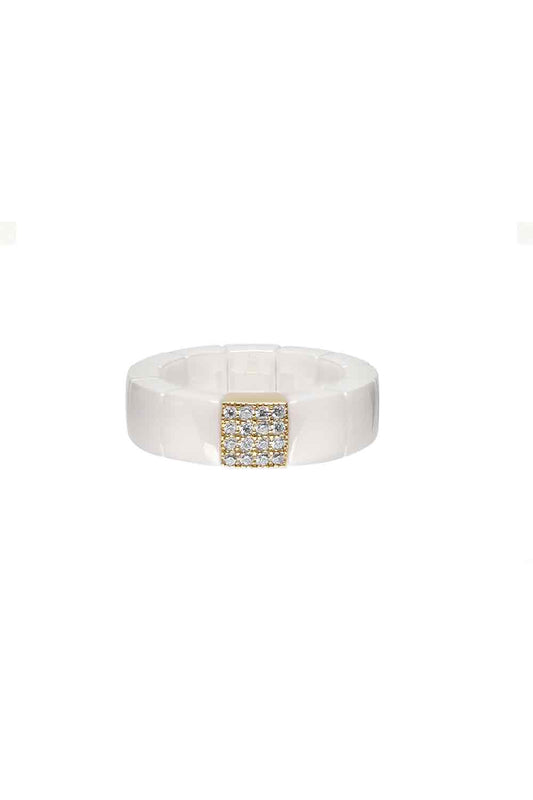 One Diamond White Scacco Ring-YELLOW GOLD-6.5-JEWELRYFINE JEWELRING-ROBERTO DEMEGLIO