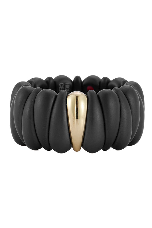 Satin Finish Black Ceramic Ring-YELLOW GOLD-8.5-JEWELRYFINE JEWELRING-ROBERTO DEMEGLIO